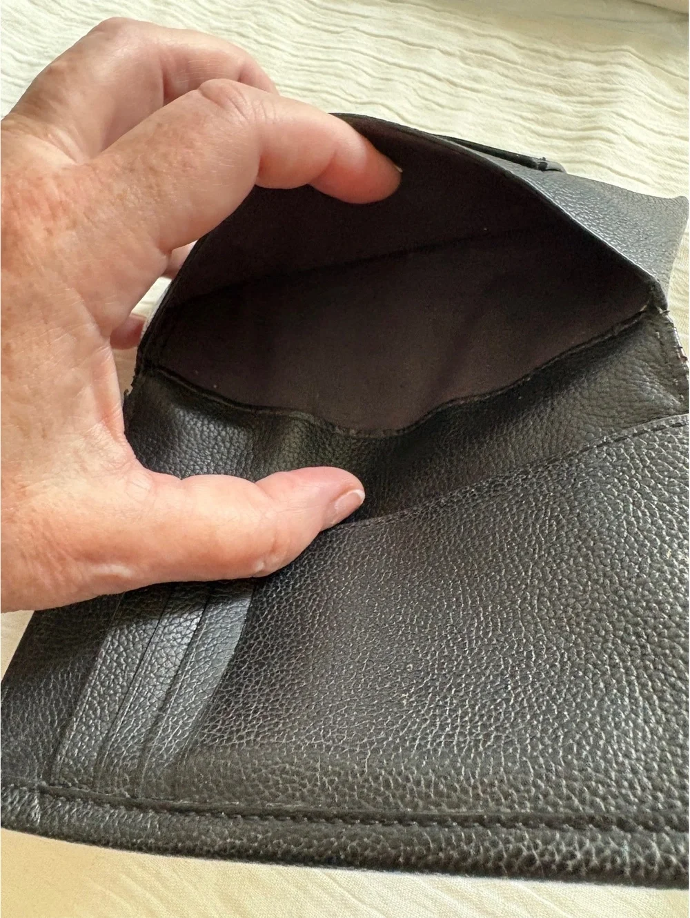 Coach Men’s Black Pebbled Leather Long Breast Pocket Wallet Card Holder